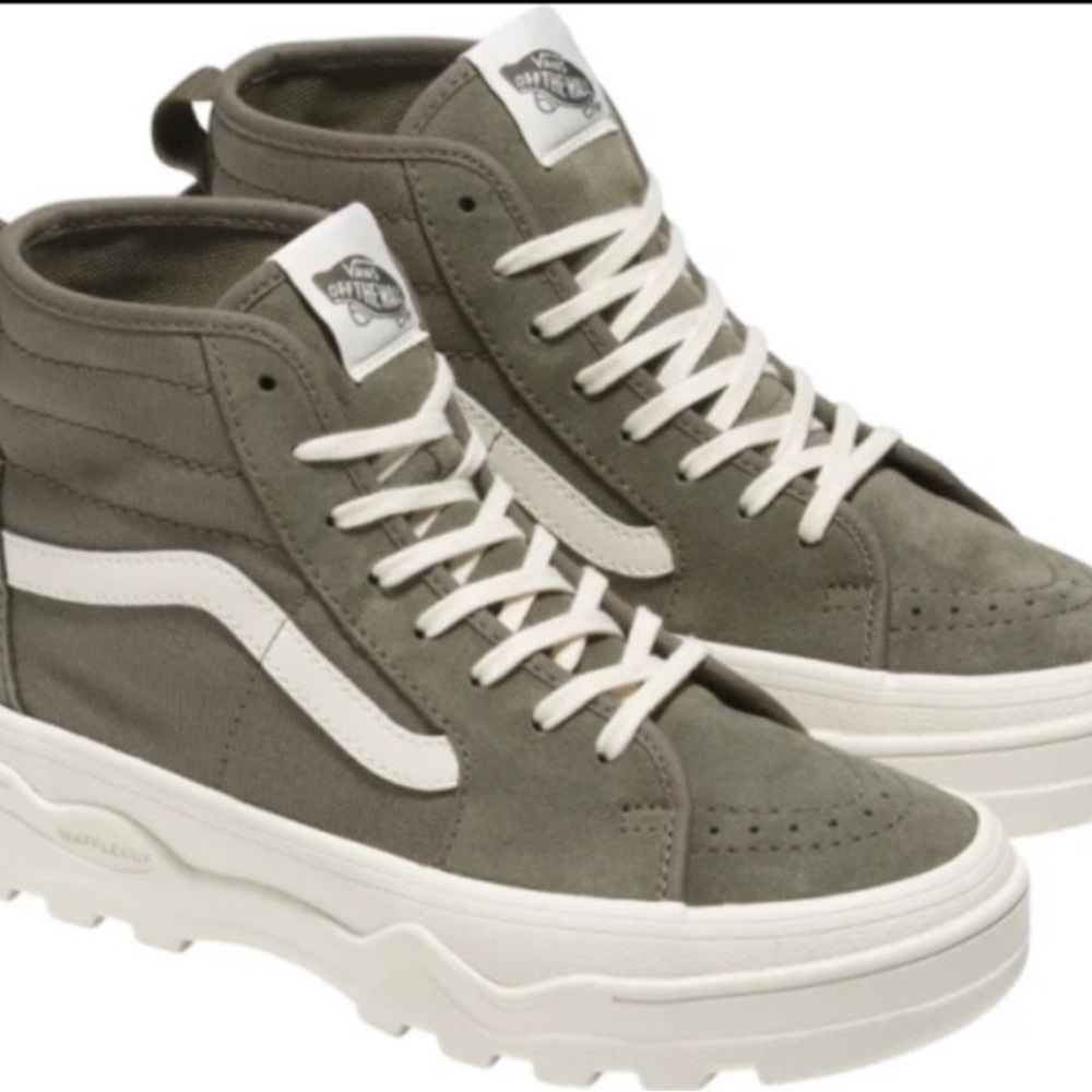 Vans High-Top Sneakers in Olive and White